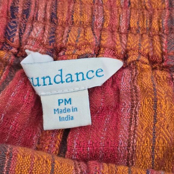 Sundance Artisan Striped Cotton Pants M Boho Drawstring Wide Leg Resort Cruise - Picture 4 of 10